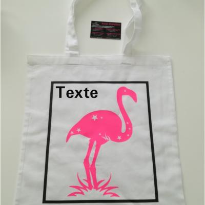 Tote bag - flamant rose - TEXTE AU CHOIX