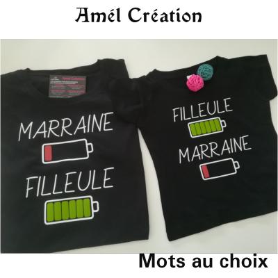 Ensemble TEE SHIRT OU BODY - Marraine/Filleule (ou autre au choix)