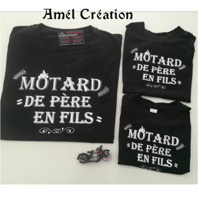 Ensemble TEE SHIRT OU BODY -  motard(e) de père en fils(fille)