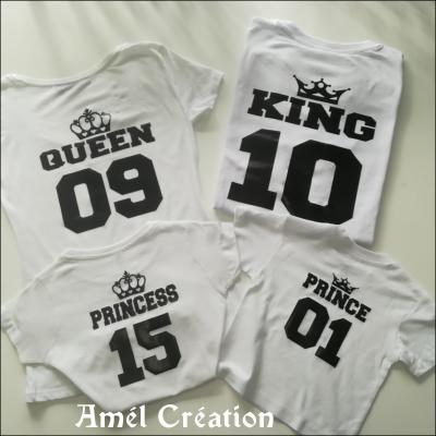 Ensemble TEE SHIRT OU BODY -  queen king prince princess