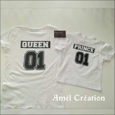 Ensemble TEE SHIRT OU BODY - prince/queen - numéro