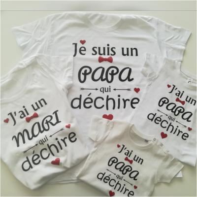 Ensemble TEE SHIRT OU BODY -  papa qui déchire - noeud