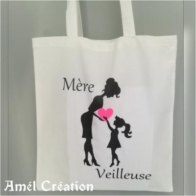 Tote bag - coeur fillette mère veilleuse (au autre)