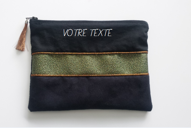 3 morceaux coton noi suedine noir et strass vert et biais marron a personnaliser