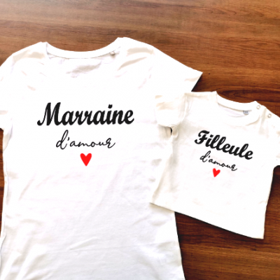 Ensemble TEE SHIRT OU BODY  lot 2 -  texte + d'amour ♥