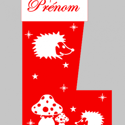 Chaussette de Noël - prénom + hérisson