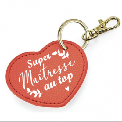 Porte clé coeur - super + mot +au top