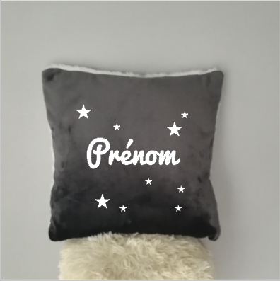 Coussin DOUDOU - modèle prénom et étoiles