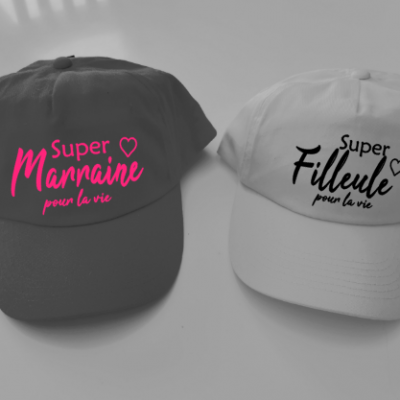 Duo Casquettes marraine/parrain et filleule/filleul