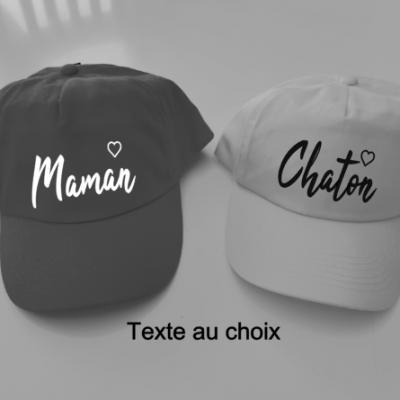 Duo Casquettes texte et coeur