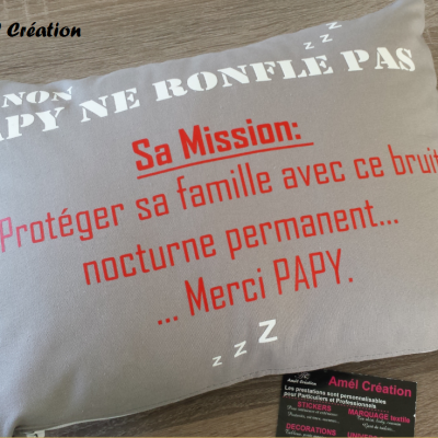 Coussin coton  - Eh non ... ne ronfle pas -