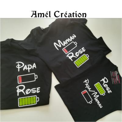 Ensemble manche TEE SHIRT OU BODY - Papa/Maman/enfant  (ou autre au choix)