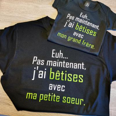 Ensemble 2 TEE SHIRT enfant - euh pas maintenant j'ai betise