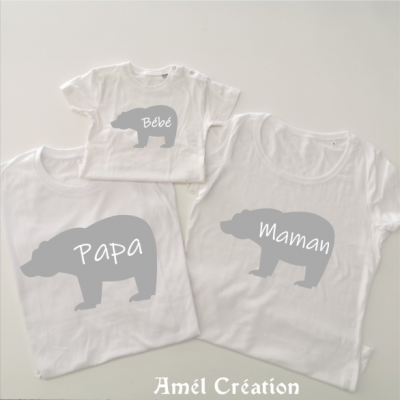 Ensemble de 3 TEE SHIRT OU BODY -  Famille OURS