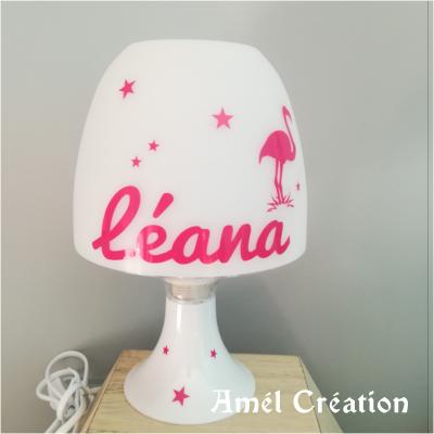 Lampe de chevet - flamant rose et étoiles