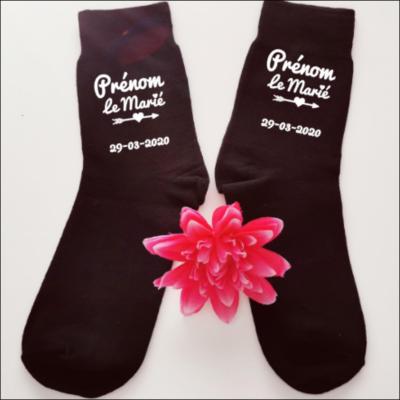 Chaussette mariage - prénom fleche coeur