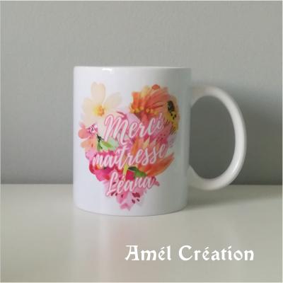 MUG  - modèle coeur fleurs à personnaliser