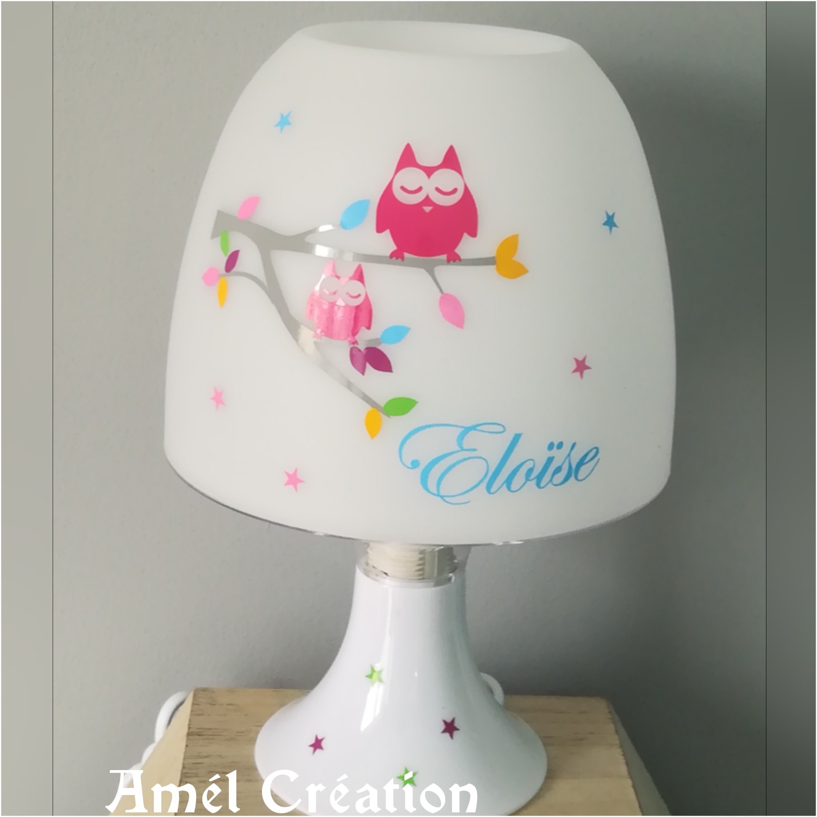 Lampe de chevet personnalisée HIBOUX CHOUETTE