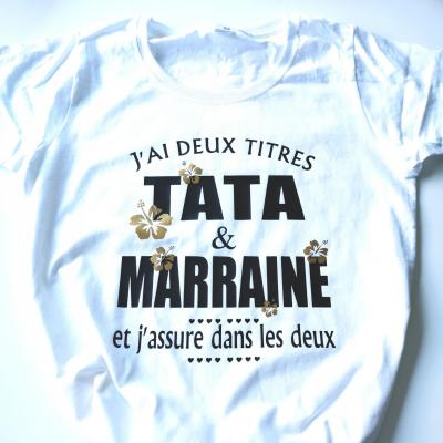 Tee shirt MC femme - Deux titres tata et marraine