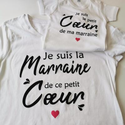 Ensemble marraine et petit coeur (ou autre texte)