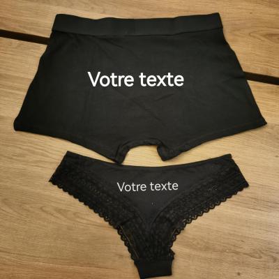 DUO Caleçon noir et tanga noir - à personnaliser