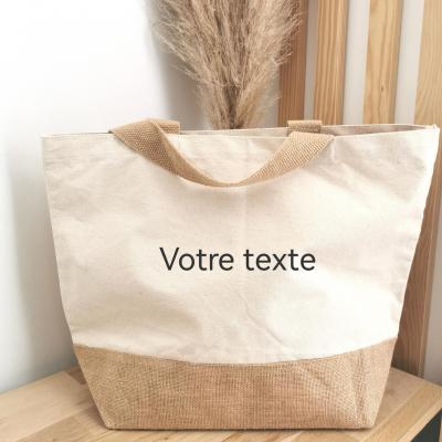 Grand Cabas coton jute - votre texte