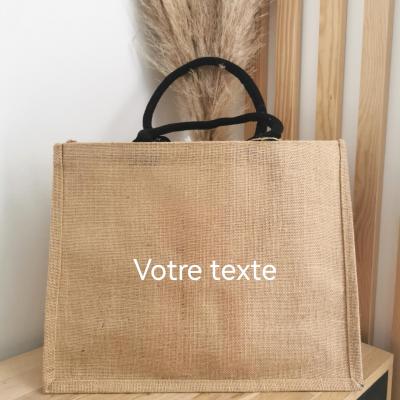 Cabas toile de jute Modèle VOTRE TEXTE à personnaliser - grande taille