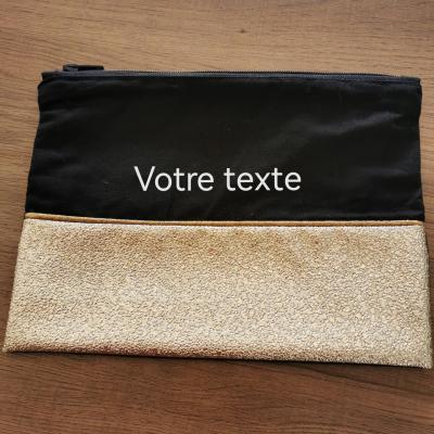 Pochette strass OR et coton NOIR -  Maman en OR