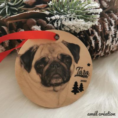 Boule Noël bois - photo entière