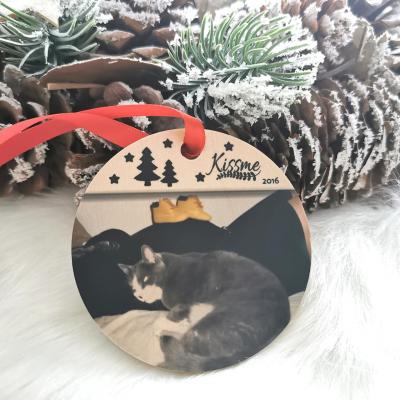 Boule Noël bois - photo partielle et texte