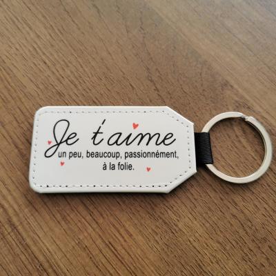 Porte clé rectangle - je t'aime, un peu , beaucoup