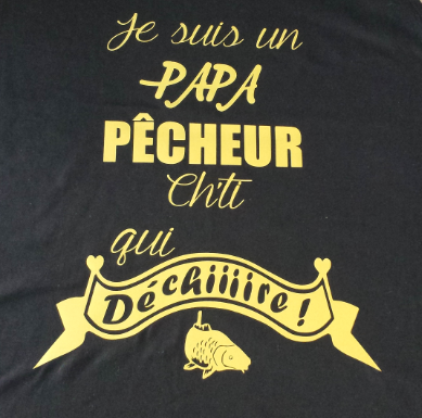 Tee shirt MC homme - Je suis un PAPA pêcheur...  qui déchiiiire - texte au choix