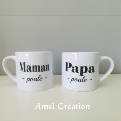 Lot de 2 Petites tasses - modèle poule