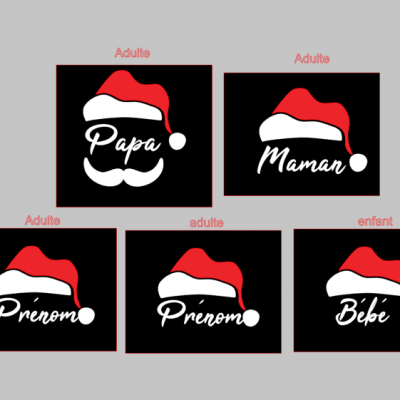 Ensemble NOEL 5 tee shirt - 4 adultes et 1 enfant