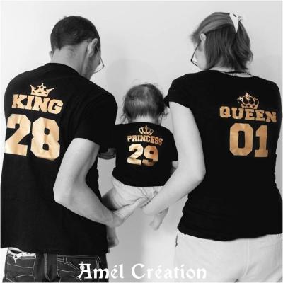 Ensemble  3 TEE SHIRT OU BODY -  queen king prince(s)