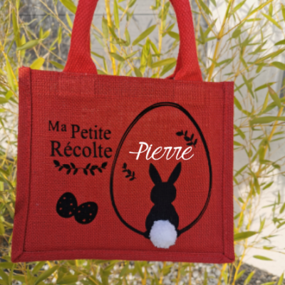 Petit Cabas toile de jute - Modèle ma petite récolte oeuf