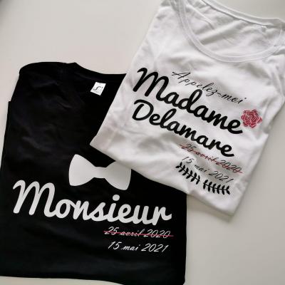 Ensemble TEE SHIRT - Monsieur, Madame NOM et date barrée