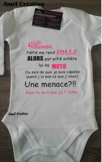 Maman papa me rend folle blanc rose flashy et noir 1