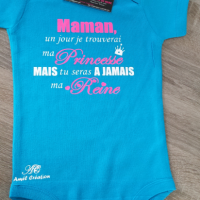 Maman un jour je trouverai ma princesse bleu rose flashy et blanc