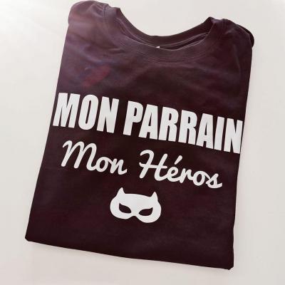 Tee shirt MC homme -  Mon parrain (ou autre mot) - mon héros