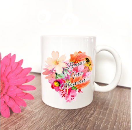 Mug coeur fleur