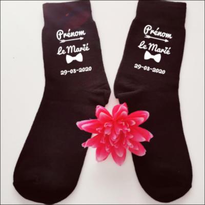 Chaussette mariage - noeud et date