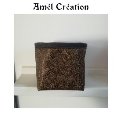 Petit panier cuir marron
