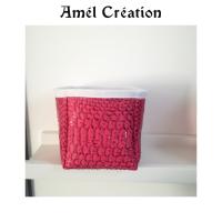 Panier cuir rose