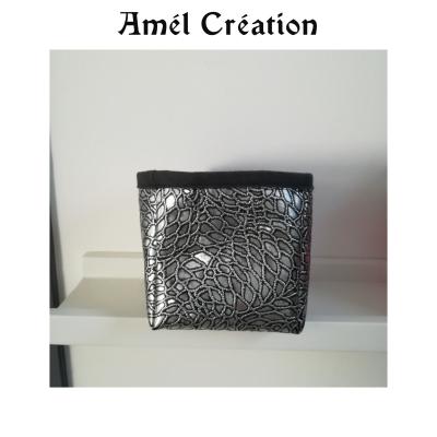 Petit panier cuir argent
