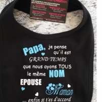 Papa epouse maman bleu et blanc