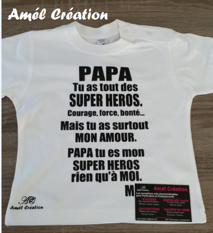 Papa super heros blanc noir