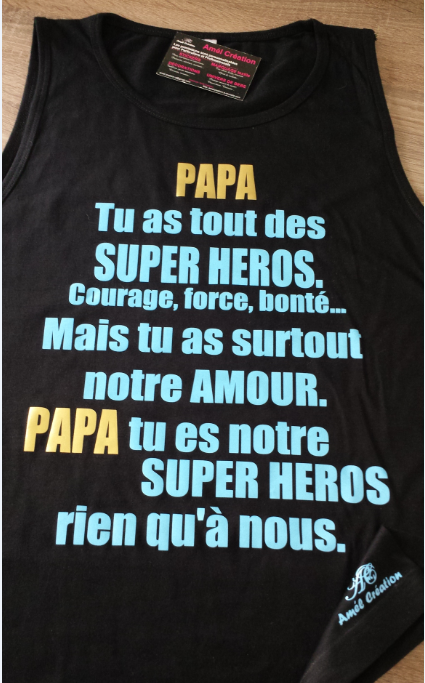 Papa tu as tout des super heros noir or et bleu