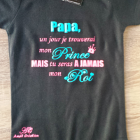 Papa un jour je trouverai noir turquoise et rose flashy