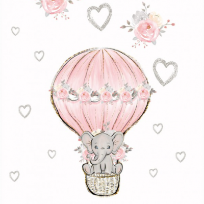 Plaid - éléphant montgolfière rose